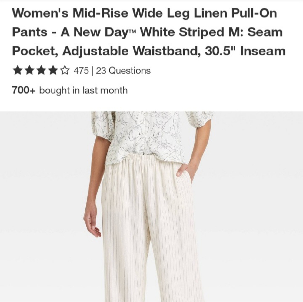 A New Day Women's White Striped Wide Leg Pants